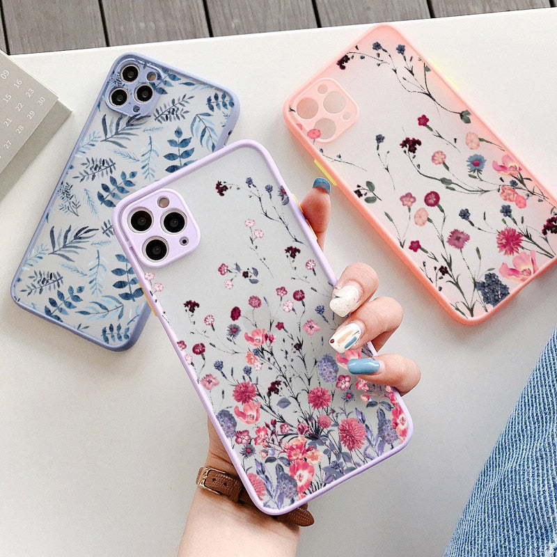 Hand Painted Phone Case For iphone X XS MAX XR Flower Cover Hard Shockproof 6s 7 8 Plus SE 2 13 12 11 pro MAX