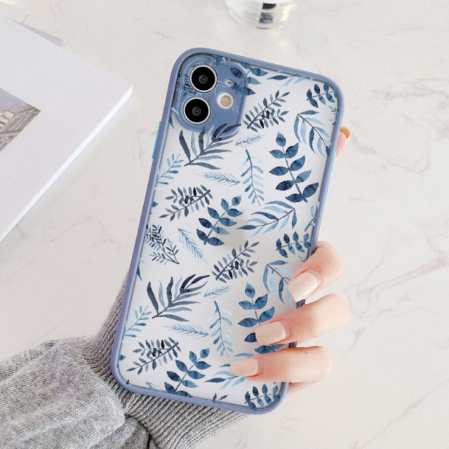 Hand Painted Phone Case For iphone X XS MAX XR Flower Cover Hard Shockproof Case For iPhone