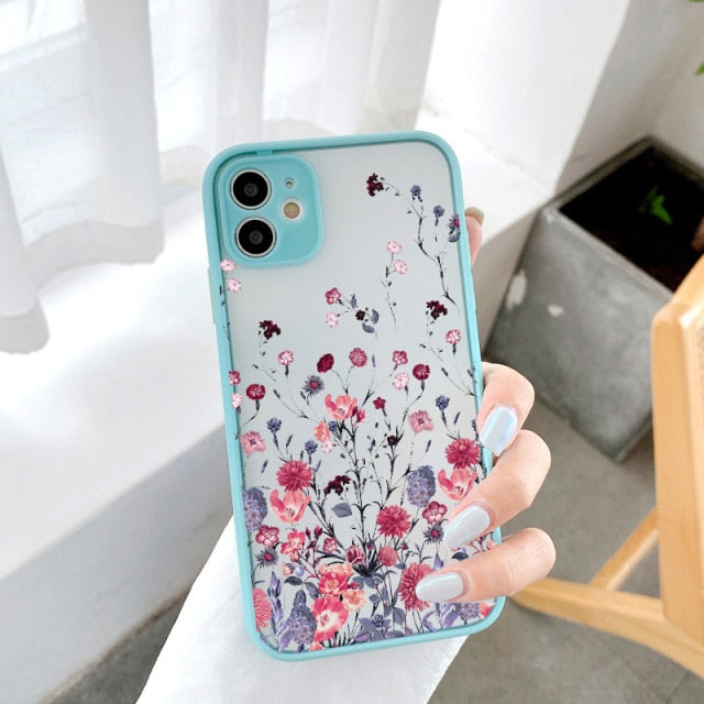 Hand Painted Phone Case For iphone X XS MAX XR Flower Cover Hard Shockproof 6s 7 8 Plus SE 2 13 12 11 pro MAX