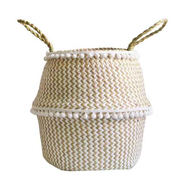 Handmade Storage Basket Seagrass Wickerwork Flower Pot Plant Basket Home Garden Decoration Foldable Laundry Organizer