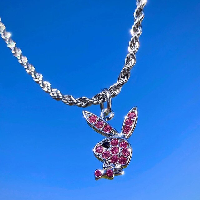 Rabbit Necklace Full Rhinestone Rabbit Pendant Necklaces Twist Chain For Women Men Fashion Jewelry