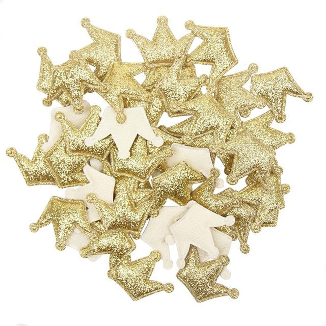 100pcs Glitter Patches Shiny Solid Crown Heart Star Rabbit Accessory For Apparel Sewing Materials Garment Decoration