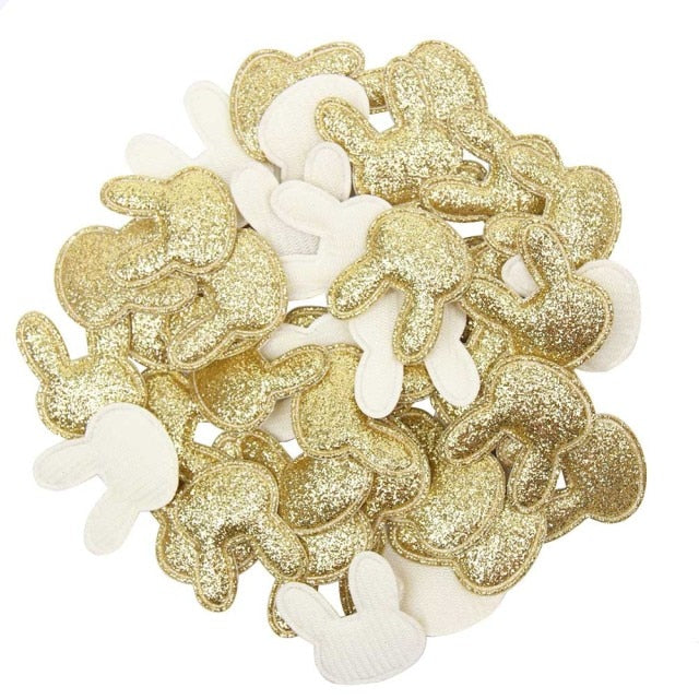 100pcs Glitter Patches Shiny Solid Crown Heart Star Rabbit Accessory For Apparel Sewing Materials Garment Decoration