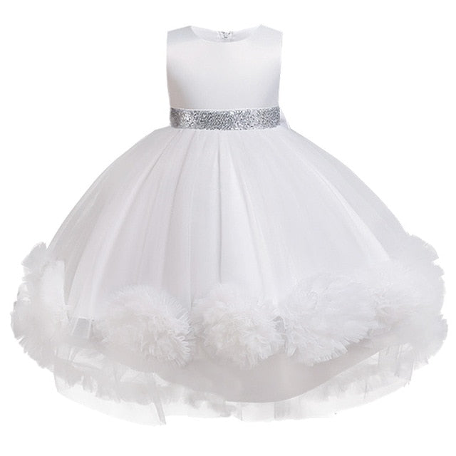 Lace Embroidery Formal Sleeveless Wedding Gown Tutu Princess Dress Flower Girls Children Clothing Kids Party For Girl Clothes