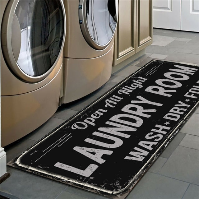 Non-Slip Floor Mat Laundry Room Mat Entrance Doormat Self-Service Laundry Bath Mat Carpet Laundry Room Decor Balcony Rug