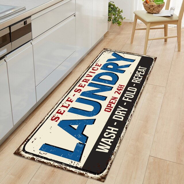 Non-Slip Floor Mat Laundry Room Mat Entrance Doormat Self-Service Laundry Bath Mat Carpet Laundry Room Decor Balcony Rug