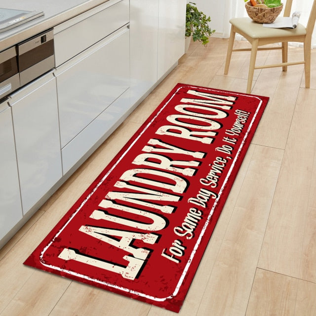 Non-Slip Floor Mat Laundry Room Mat Entrance Doormat Self-Service Laundry Bath Mat Carpet Laundry Room Decor Balcony Rug
