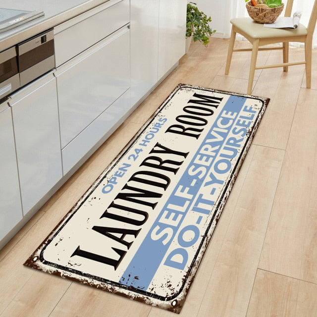 Non-Slip Floor Mat Laundry Room Mat Entrance Doormat Self-Service Laundry Bath Mat Carpet Laundry Room Decor Balcony Rug