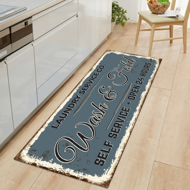 Non-Slip Floor Mat Laundry Room Mat Entrance Doormat Self-Service Laundry Bath Mat Carpet Laundry Room Decor Balcony Rug