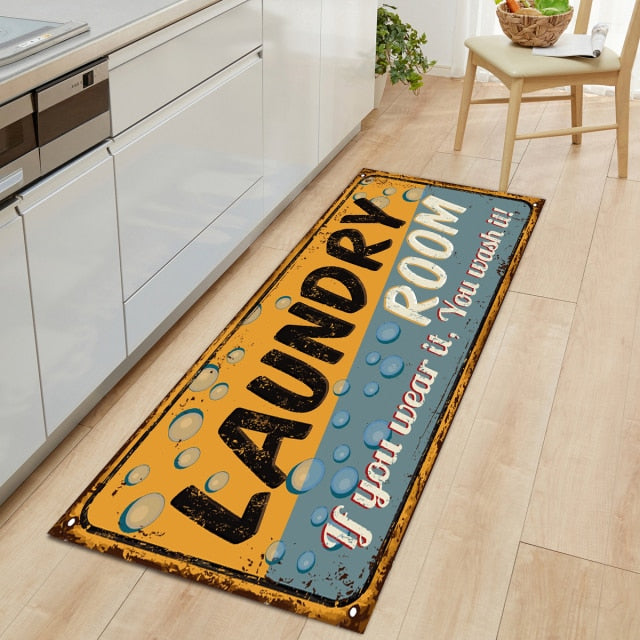 Non-Slip Floor Mat Laundry Room Mat Entrance Doormat Self-Service Laundry Bath Mat Carpet Laundry Room Decor Balcony Rug