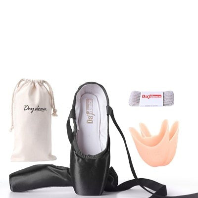 Satin Ballet Pointe Shoes Ladies Professional Ballet Shoes Girls Women Ballerina Shoes With Ribbons