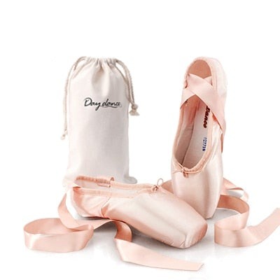 Black Satin Ballet Pointe Shoes Ladies Professional Ballet Shoes Girls Women Ballerina Shoes With Ribbons