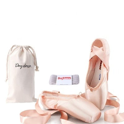 Black Satin Ballet Pointe Shoes Ladies Professional Ballet Shoes Girls Women Ballerina Shoes With Ribbons