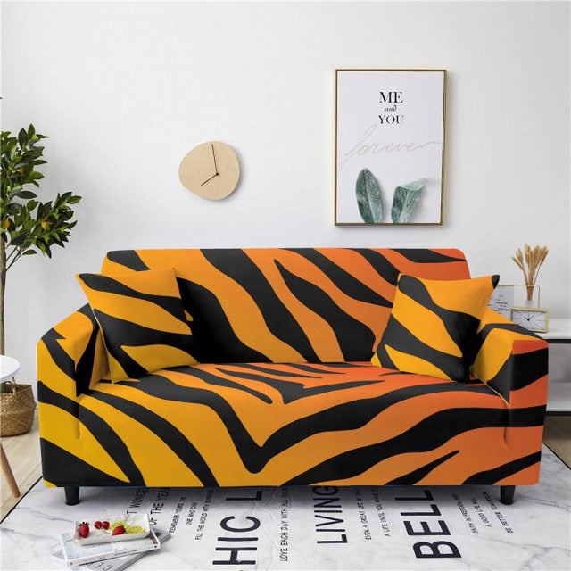 Leopard Print Stretch Slipcovers Sofa Cover Set Elastic Couch Cover for Living Room 1/2/3/4 Seater L Shape Sectional Corner Sofa