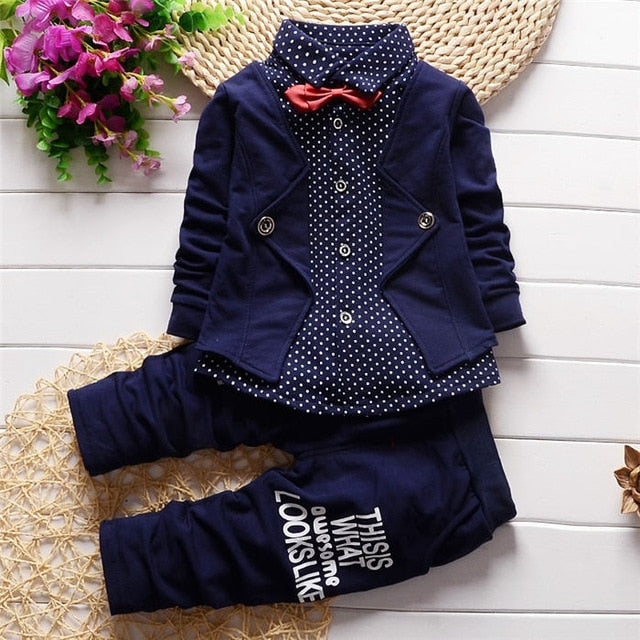 Baby Boy Sports Suit Clothing Sets Kids Floral Clothes For Birthday Formal Outfits Suit Fashion Tops Shirt + Pants 3pcs
