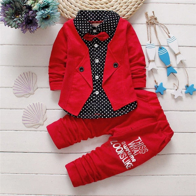 Baby Boy Sports Suit Clothing Sets Kids Floral Clothes For Birthday Formal Outfits Suit Fashion Tops Shirt + Pants 3pcs