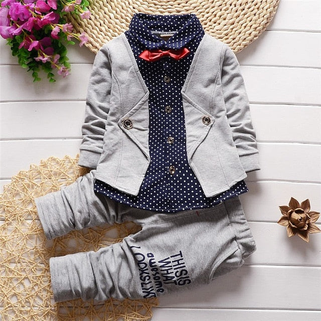 Baby Boy Sports Suit Clothing Sets Kids Floral Clothes For Birthday Formal Outfits Suit Fashion Tops Shirt + Pants 3pcs