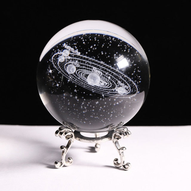 K9 Crystal Solar System Planet Globe 3D Laser Engraved Sun System Ball with Touch Switch LED Light Base Astronomy Gifts