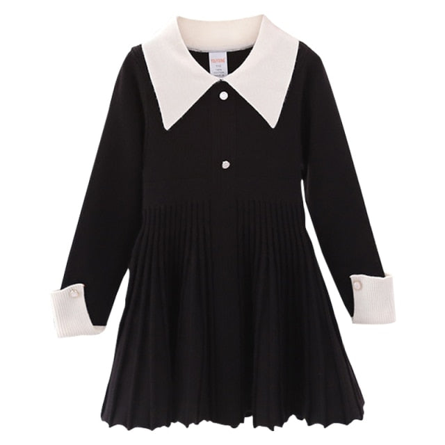 baby sweater knitting long sleeve dress Christmas Day party plaid sweater coat Plaid vest suit dress