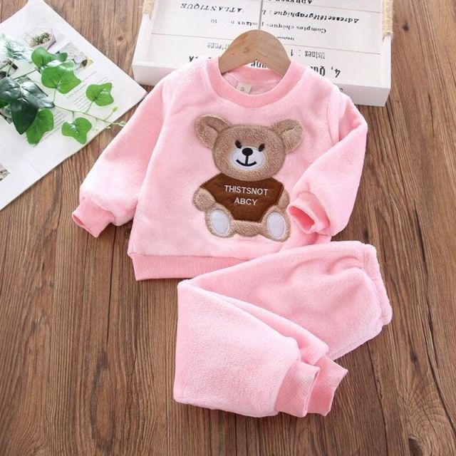 Clothing Set Fleece Children Hooded Outerwear Tops Pants 3PCS Outfits Kids Toddler Warm Costume Suit