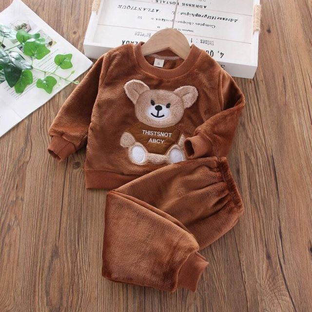 Clothing Set Fleece Children Hooded Outerwear Tops Pants 3PCS Outfits Kids Toddler Warm Costume Suit