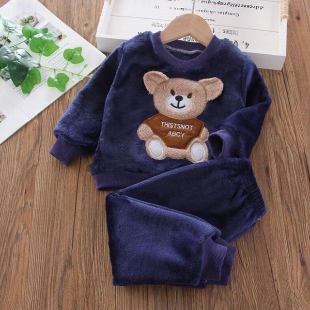 Clothing Set Fleece Children Hooded Outerwear Tops Pants 3PCS Outfits Kids Toddler Warm Costume Suit
