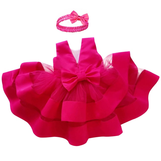 Petal Toddler Baby Girl Infant Princess Lace Tutu Dress Baby Girl Wedding Dress Kids Party Vestidos for Baby 1 Years birthday