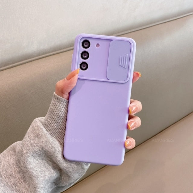Slide Protect Camera Phone Case On For Xiaomi Redmi Note 8 8T Note8 2021 Note 9 Pro Note9 9A 9AT 9C Nfc Liquid Silicone Cover