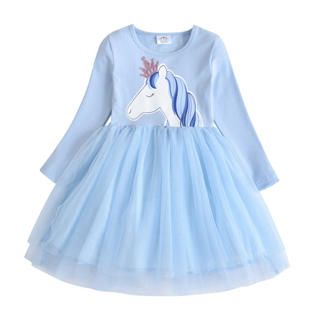 Girls Dress Autumn Winter Kids Casual Long Sleeve Dress for Girl Unicorn Party Princess Dress Children Clothing 3-8 Years