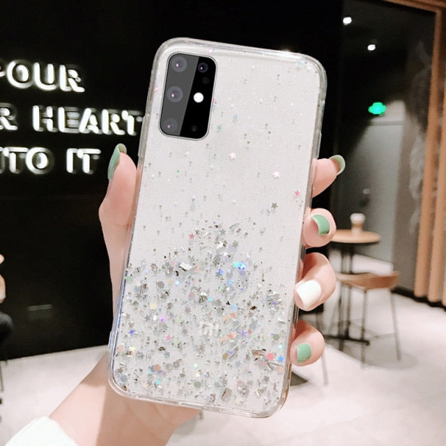 Luxury Glitter Star Case For Samsung Galaxy A31 A51 A71 A70 A50 A10 A20 A30 A80 A90 S10 S20 S21 S9 S8 Plus S10 E TPU Cover Case
