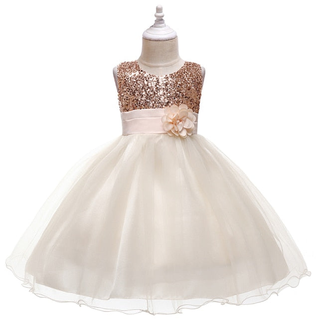 Christmas Children Dress Pearls Princess Dress Flower Girls Wedding Dress Kids Dresses 3-10 Years Halloween Girls Party Dress
