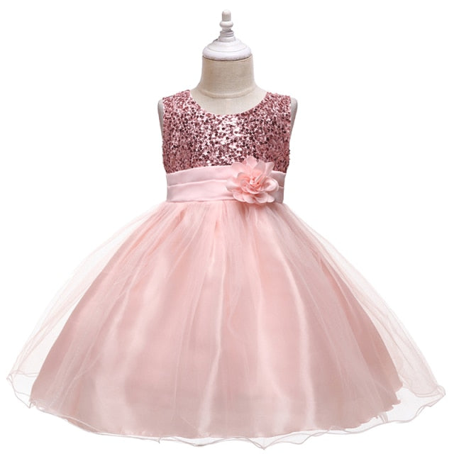 Christmas Children Dress Pearls Princess Dress Flower Girls Wedding Dress Kids Dresses 3-10 Years Halloween Girls Party Dress