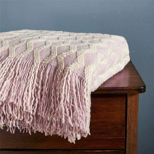Pink Knitted Blanket Sofa Bed Home Decorative Bed Thread Blankets Sofa Office Nap Throw Blankets Soft Towel Bed Plaid Tapestry