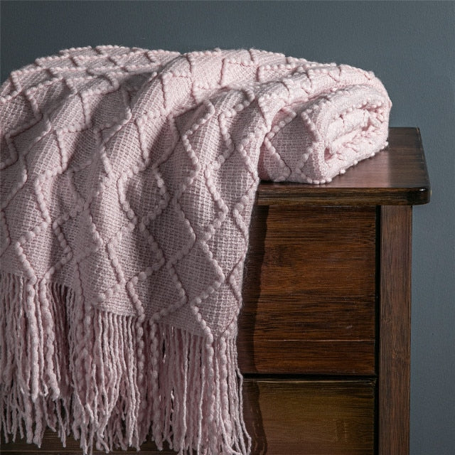 Pink Knitted Blanket Sofa Bed Home Decorative Bed Thread Blankets Sofa Office Nap Throw Blankets Soft Towel Bed Plaid Tapestry