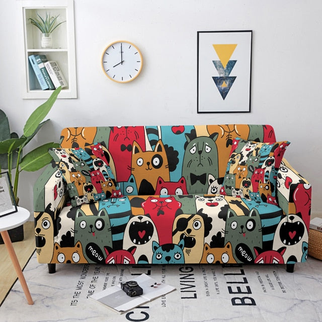 Elastic Sofa Cover Cartoon Animal Printed Sofa Slipcover Corner Sofa Cover for Living Room Couch Cover for sofas Sofa Protector