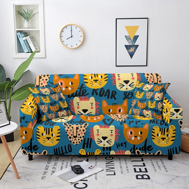 Elastic Sofa Cover Cartoon Animal Printed Sofa Slipcover Corner Sofa Cover for Living Room Couch Cover for sofas Sofa Protector