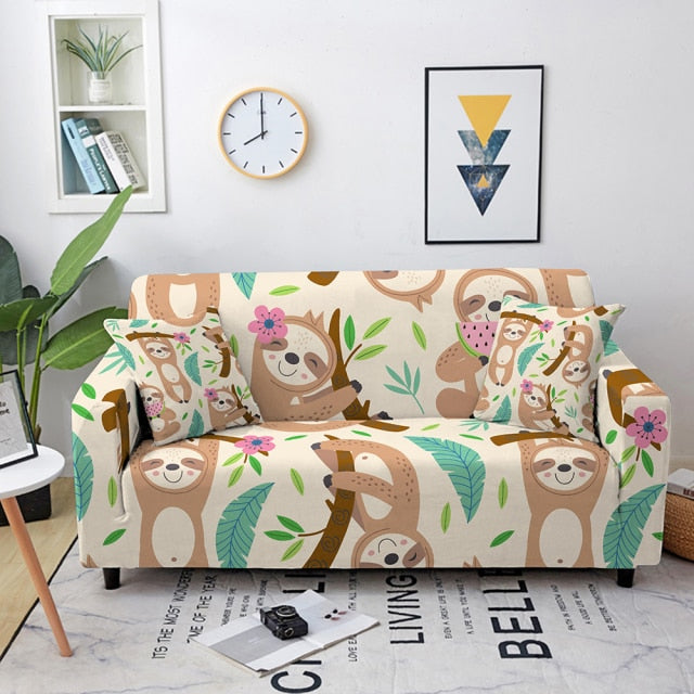 Elastic Sofa Cover Cartoon Animal Printed Sofa Slipcover Corner Sofa Cover for Living Room Couch Cover for sofas Sofa Protector