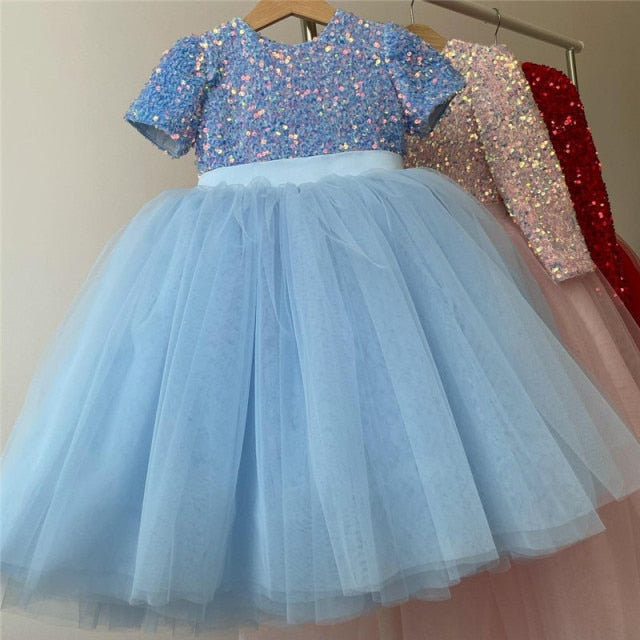Girls Ruffles Princess Dress For Kids Wedding Elegant Party Tutu Prom Gown Children Birthday Pageant Communion Formal