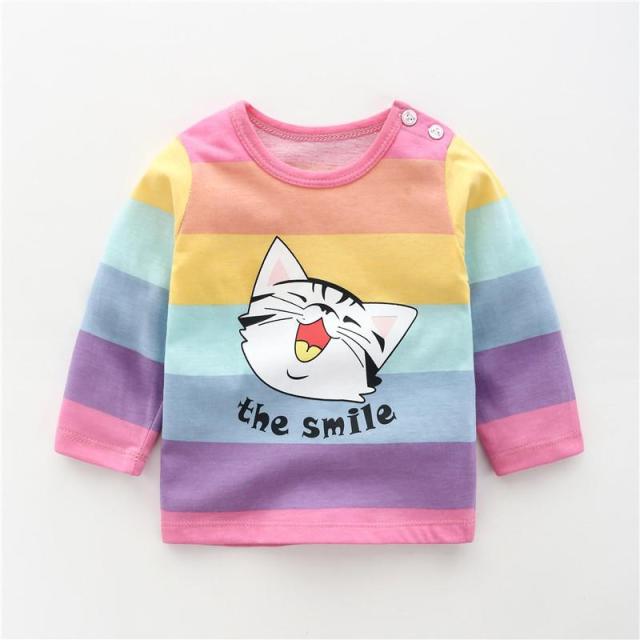Baby Children's Clothing Cotton Long-sleeved T-shirt Korean Version Cute Tops Tee Underwear Soft Casual Bottoming Shirt