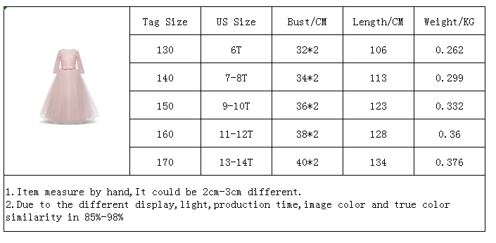 Kid Wedding Dresses for Girls Elegant Flower Princess Long Gown Baby Girl Christmas Dress vestidos infantil Size 6 12 14 Years