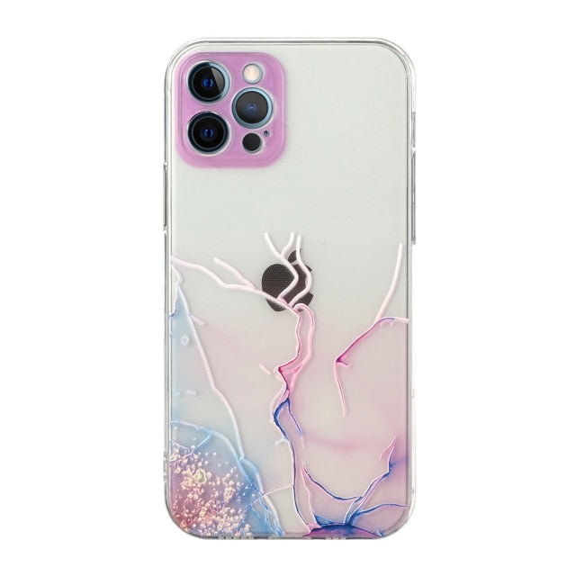 Case IMD Bling Marble Soft Transparent Cover Funda Housing Rainbow