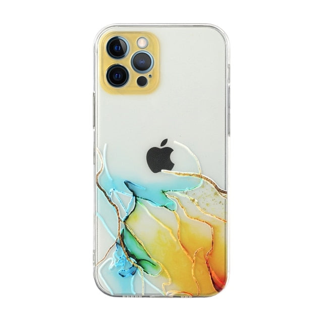 Case IMD Bling Marble Soft Transparent Cover Funda Housing Rainbow