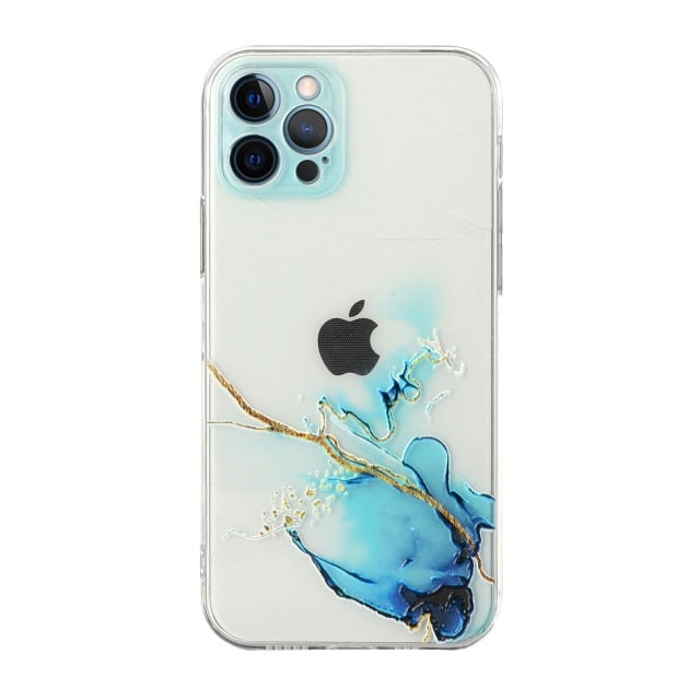 Case IMD Bling Marble Soft Transparent Cover Funda Housing Rainbow
