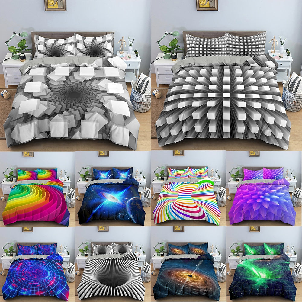 3D Duvet Cover Psychedelic Twin Bedding Set Luxury Quilt Cover With Zipper Closure 2/3pcs Queen Size Comforter Sets