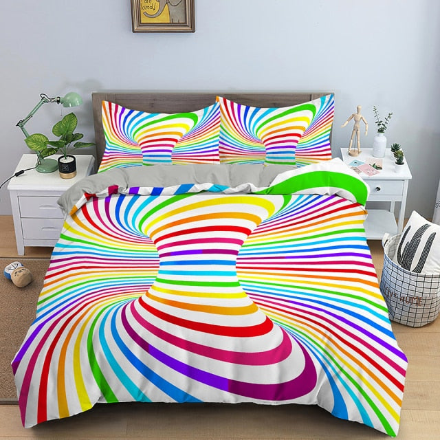 3D Duvet Cover Psychedelic Twin Bedding Set Luxury Quilt Cover With Zipper Closure 2/3pcs Queen Size Comforter Sets