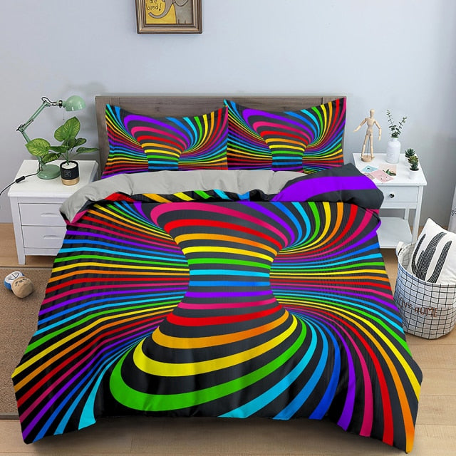 3D Duvet Cover Psychedelic Twin Bedding Set Luxury Quilt Cover With Zipper Closure 2/3pcs Queen Size Comforter Sets