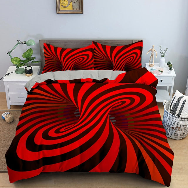 3D Duvet Cover Psychedelic Twin Bedding Set Luxury Quilt Cover With Zipper Closure 2/3pcs Queen Size Comforter Sets