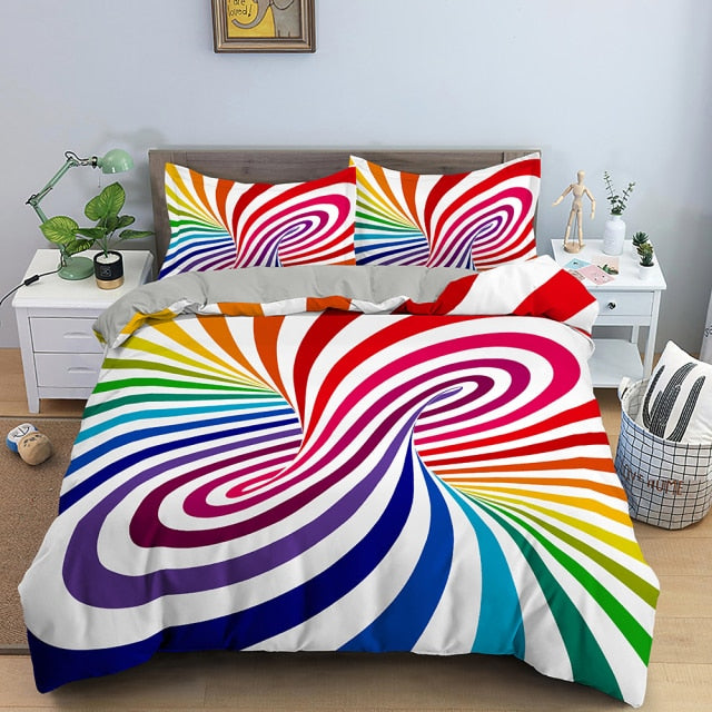 3D Duvet Cover Psychedelic Twin Bedding Set Luxury Quilt Cover With Zipper Closure 2/3pcs Queen Size Comforter Sets