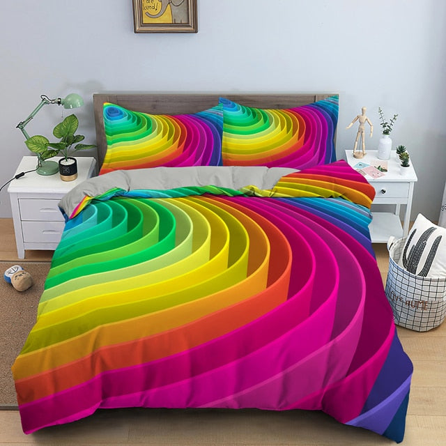 3D Duvet Cover Psychedelic Twin Bedding Set Luxury Quilt Cover With Zipper Closure 2/3pcs Queen Size Comforter Sets