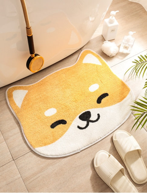 Bathroom Door Entrance Mat Cartoon Cat Bath Rug Bathroom Non-Slip Mat Toilet Mat Entrance Door Absorbent Mat Anti-slip Door Mat